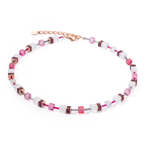 Coeur de Lion 3018100400 Geocube collier cristal de roche Swarovski acier bijoux lumineux teintes roses