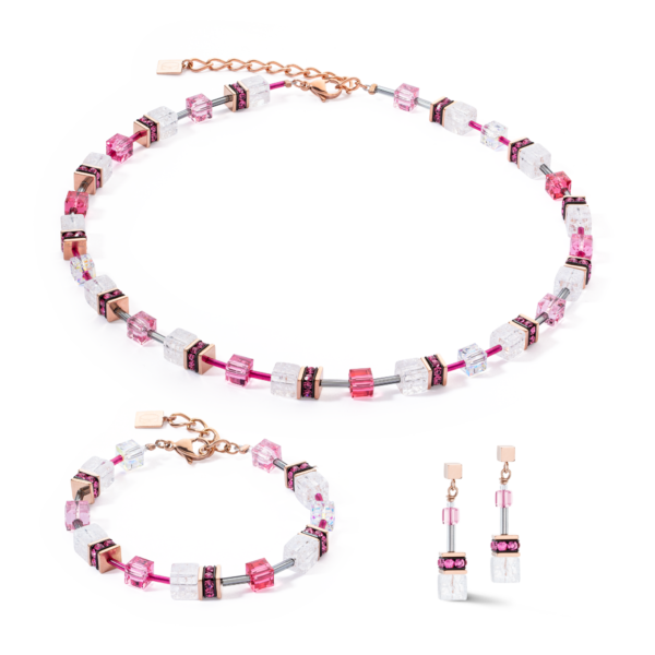 Coeur de Lion 3018300400 Geocube bracelet cristal de roche Swarovski acier bijoux lumineux teintes roses